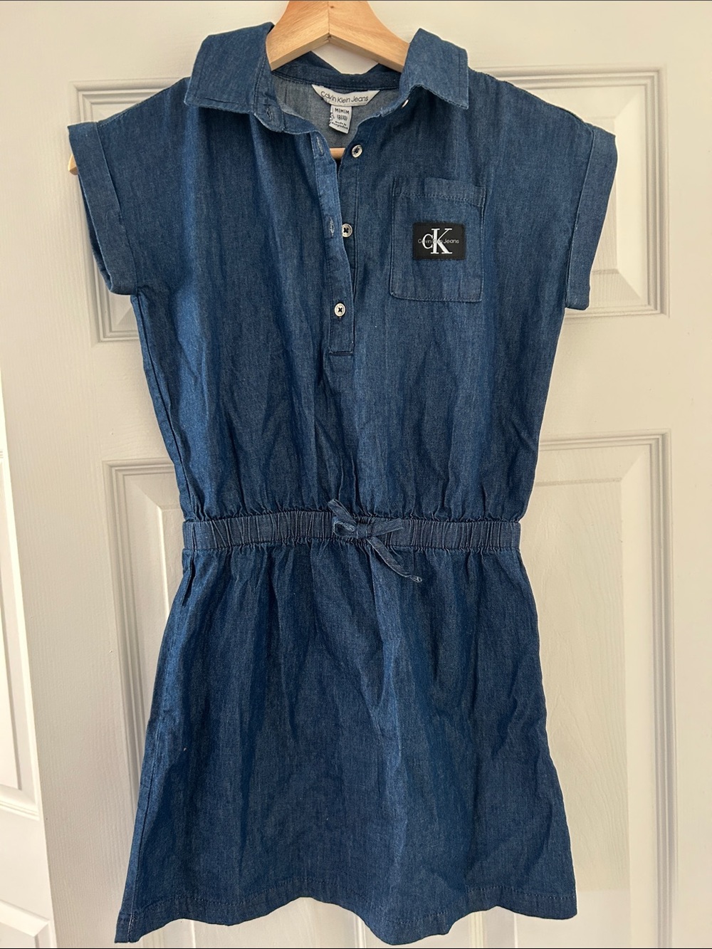 Calvin Klein Jeans Girls' Dark Blue Denim Drawstring Shirt Dress